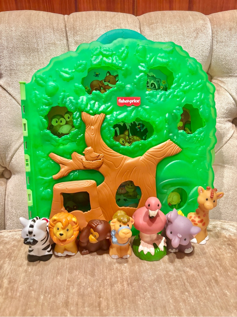 fisher price little people treehouse playset + 7 animal figures zoo woodland set